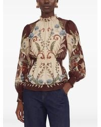 FARM Rio - Floral-Print Ruffled Blouse - Lyst