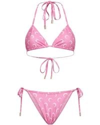Marine Serre - Moon-Print Triangle Bikini - Lyst