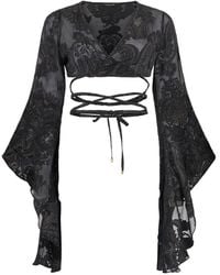 Roberto Cavalli - Floral Bell-Sleeve Blouse - Lyst