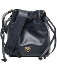 Pinko - Mini Drawstring Leather Bucket Bag - Lyst