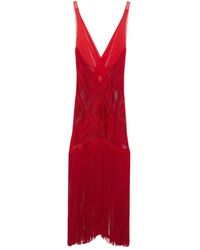 The Attico - Midikleid mit Fransen - Lyst