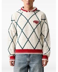 Barrow - Argyle-Knit Pointelle-Detail Hoodie - Lyst