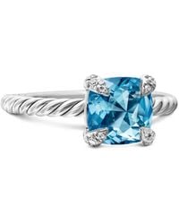 David Yurman - Sterling Chatelaine Topaz And Diamond Ring (8Mm) - Lyst