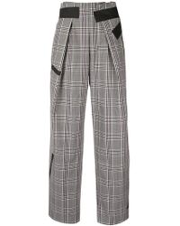 Kolor Клетчатые Брюки С Контрастной Отделкой - Серый