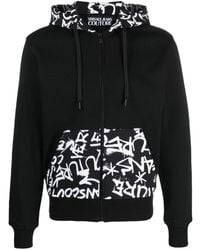 Versace - Graffiti-print Zip-up Cotton Hoodie - Lyst