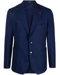 Tagliatore - Brooch-detail single-breasted blazer - Lyst