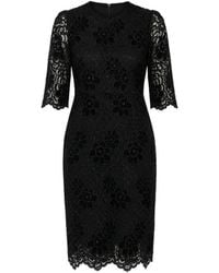 Dolce & Gabbana - Floral-Appliqué Lace-Embellished Mini Dress - Lyst