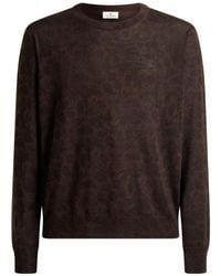 Etro - Wool And Silk Sweater With Floral Paisley-Motif - Lyst