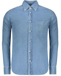 Moorer - Denim Overhemd Met Ronde Afwerking - Lyst