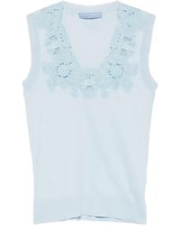Ermanno Scervino - Lace-Trimmed Sleeveless Tank Top - Lyst