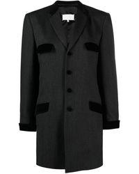 Maison Margiela - Velvet-trim Wool Single-breasted Coat - Lyst