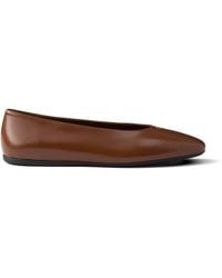 Prada - Brushed Leather Ballerinas - Lyst