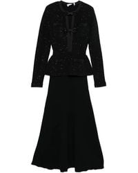 Self-Portrait - Robe Mi-Longue À Détail De Nœud - Lyst