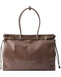 Prada - Extra-Large Bonnie Leather Tote Bag - Lyst