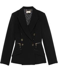 Elisabetta Franchi - Double-Breasted Crepe Blazer - Lyst