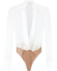 Elisabetta Franchi - Surplice-Neck Long-Sleeved Bodysuit - Lyst