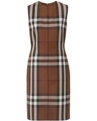 Burberry - Check-pattern Sleeveless Dress - Lyst