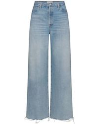 FRAME - Colligiate Frayed Hem Wide-Leg Jeans - Lyst