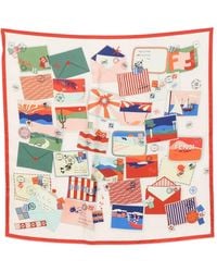 Fendi - Ff Logo Postcard-Print Scarf - Lyst