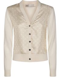 Tory Burch - E gedruckte Seiden -Strickjacke - Lyst