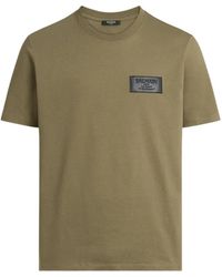 Balmain - T-Shirt With Vintage Leather Label - Lyst