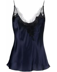 Carine Gilson - Lace-Trimmed Silk-Satin Camisole - Lyst