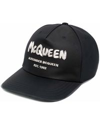 Alexander McQueen - Cappello da Baseball McQueen Graffiti Nero e Avorio - Lyst