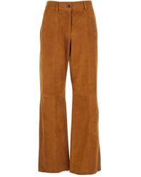 Tela - Suede Straight-Leg Trousers - Lyst