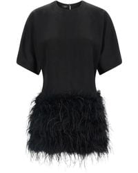 Pinko - Kleid Mit Federbesatz - Lyst