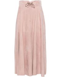 Ralph Lauren Collection - Lace-up Suede Midi Skirt - Lyst