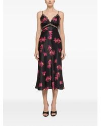Nissa - Robe Mi-Longue En Soie À Fleurs - Lyst