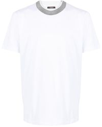 Peserico - Contrasting-collar Cotton T-shirt - Lyst
