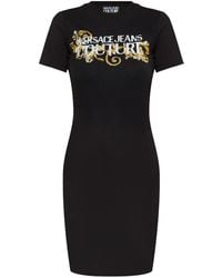 Versace Jeans Couture - Crystal Outline Barocco Mini Dress - Lyst
