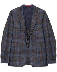 Isaia - Check-Pattern Single-Breasted Blazer - Lyst
