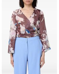 Hanita - Blouse Cache-Cœur À Fleurs - Lyst