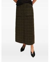 Bimba Y Lola - Faded Khaki Double-Face Checked Midi Skirt - Lyst