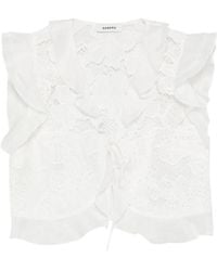 Sandro - Guipure-Lace Ruffled Blouse - Lyst