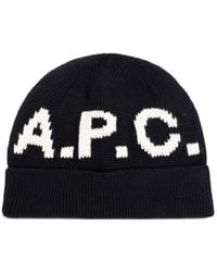 A.P.C. - Gebreide Muts Met Logo - Lyst