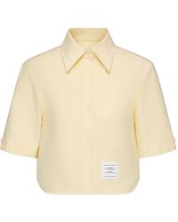 Thom Browne - Cropped Oxford Blouse Met Korte Mouwen - Lyst