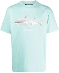 Palm Angels - Shark-print Organic Cotton T-shirt - Lyst