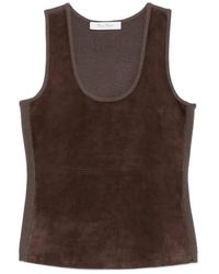 Max Mara - Top Con Paneles De Ante Y Cuello Redondo - Lyst