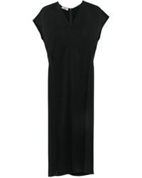 Herno - V-Neck Short-Sleeve Midi Dress - Lyst