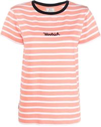 Woolrich - Logo-Embroidered Striped T-Shirt - Lyst