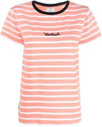 Woolrich - Logo-Embroidered Striped T-Shirt - Lyst