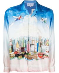 CASABLANCA - Chemise Casa Cafe En Soie À Imprimé Paysage - Lyst