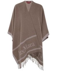 Max Mara - Logo-Intarsia Fringed Cape - Lyst