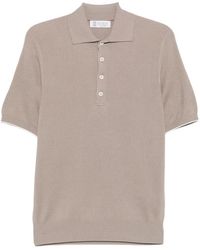 Brunello Cucinelli - Half English Ribbed Knit Polo Shirt - Lyst