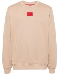 HUGO - Logo-Patch Crew-Neck Cotton Sweatshirt - Lyst