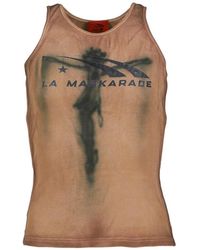 La Maskarade - Logo-Print Distressed Tank Top - Lyst