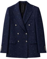 Tagliatore - Double-Breasted Glitter-Detail Blazer - Lyst